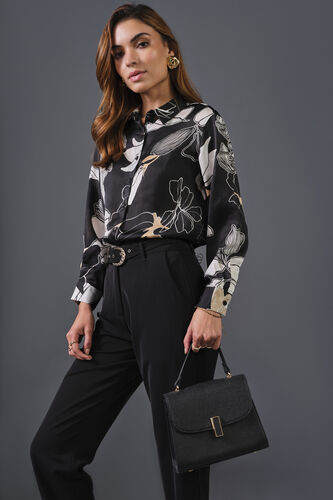 Luxe Printed Shirt, Black, image 4